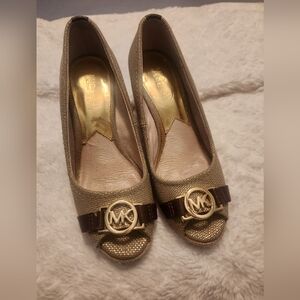 Michael Kors gold wedges size 6